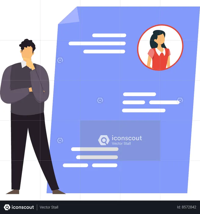 Businessman is viewing employees cv  Illustration