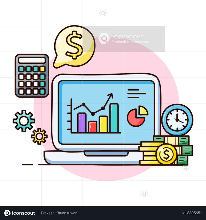 Businessman is viewing market analysis  Illustration