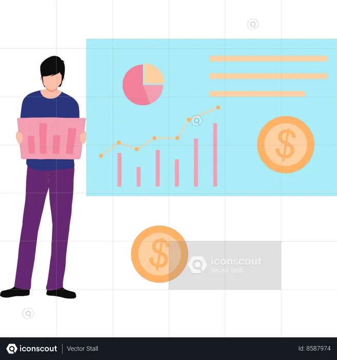 Businessman is viewing market data  Illustration