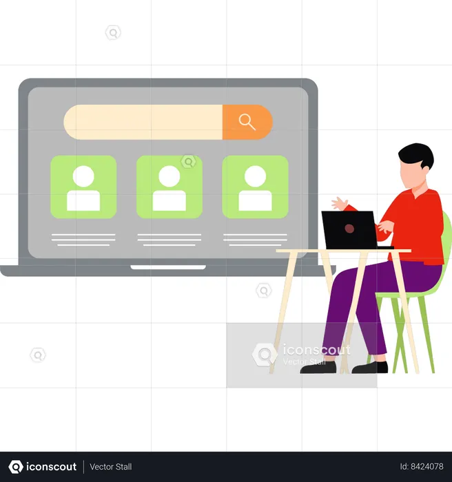Businessman is viewing new employees profile  Illustration
