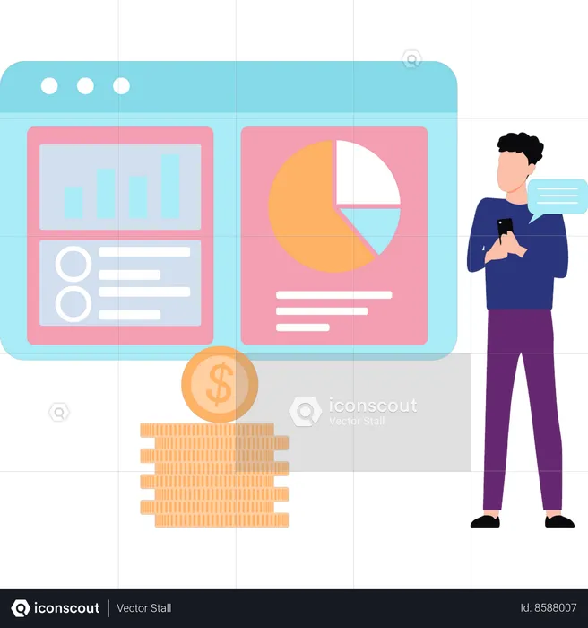 Businessman is viewing sales data  Illustration