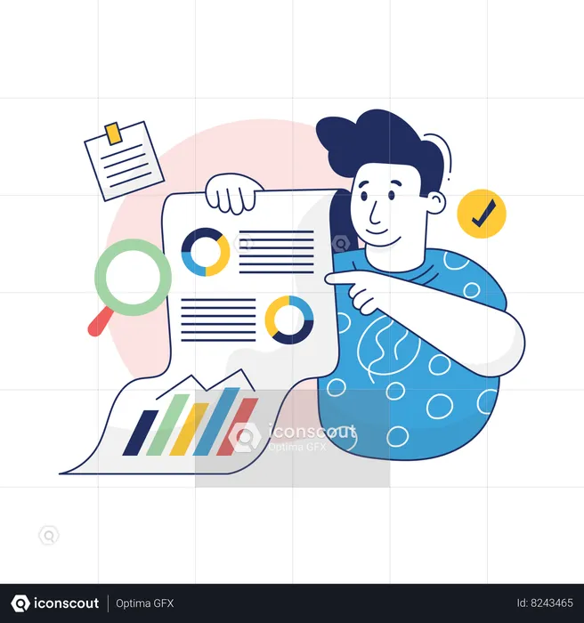 Businessman is viewing User Guide manual  Illustration