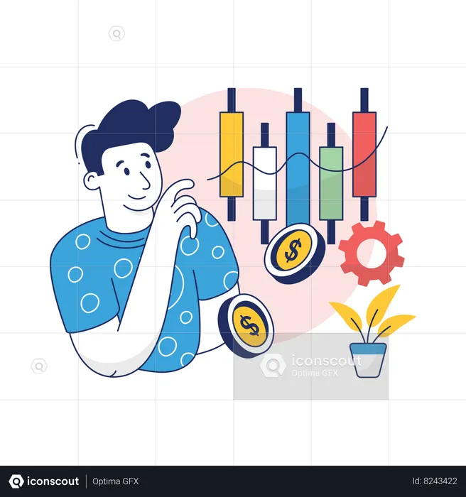 Businessman is watching Stock Market News  Illustration