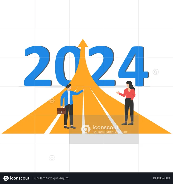 Businessman is welcoming 2024 year  Illustration