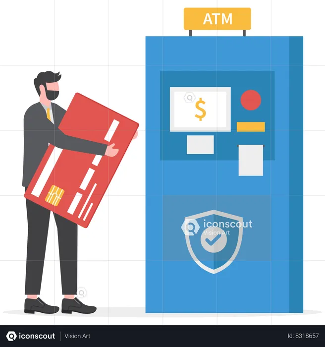 Businessman is withdrawing money from ATM machine  Illustration