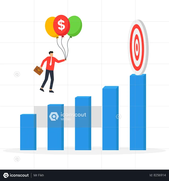 Businessman is working hard to achieve his target  Illustration