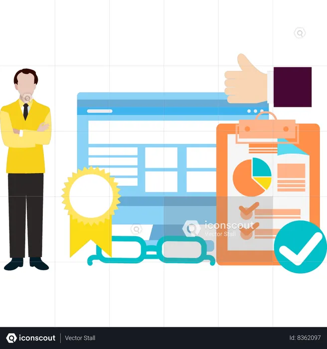 Businessman is working in admin panel  Illustration