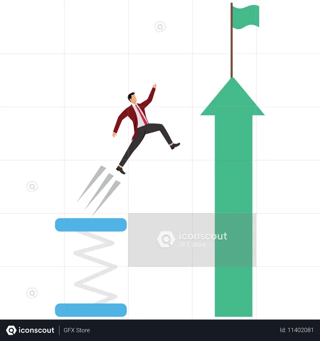 Businessman jump over check marked steps  Illustration