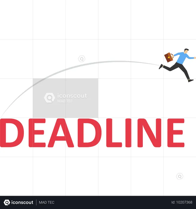 Businessman jump over deadline  Illustration