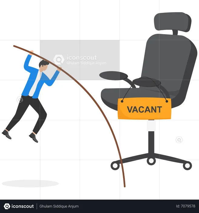 Businessman jump pole to management office chair  Illustration