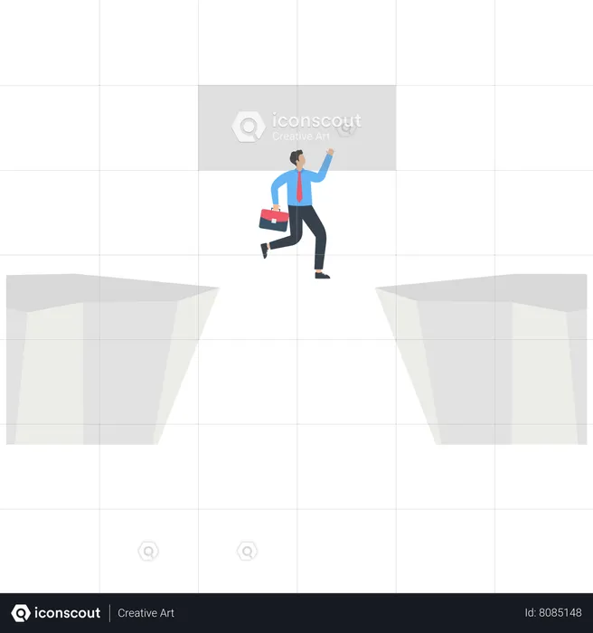 Businessman jumping from one rock to another  Illustration