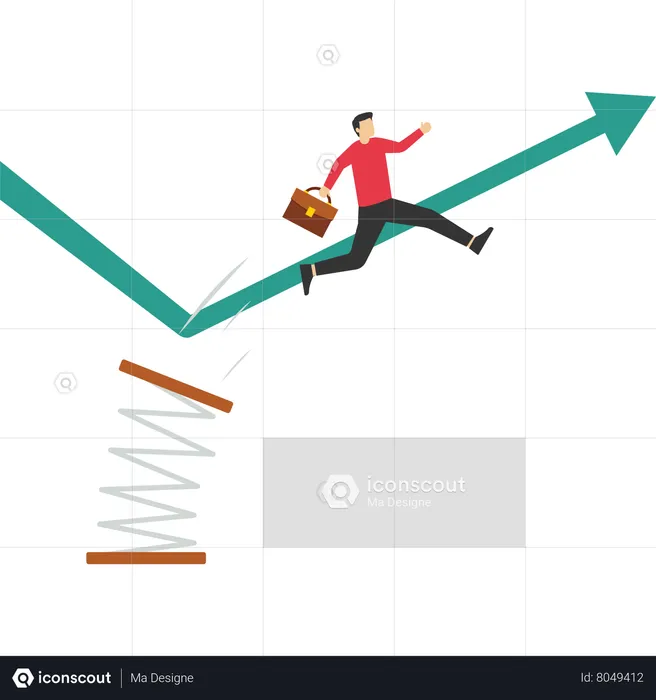 Businessman jumping from springboard  Illustration