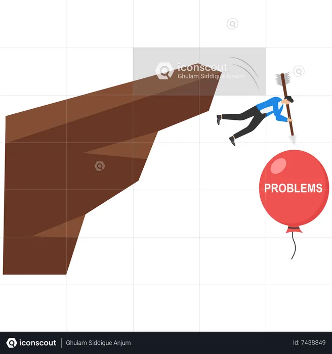 Businessman jumping from the cliff  Illustration