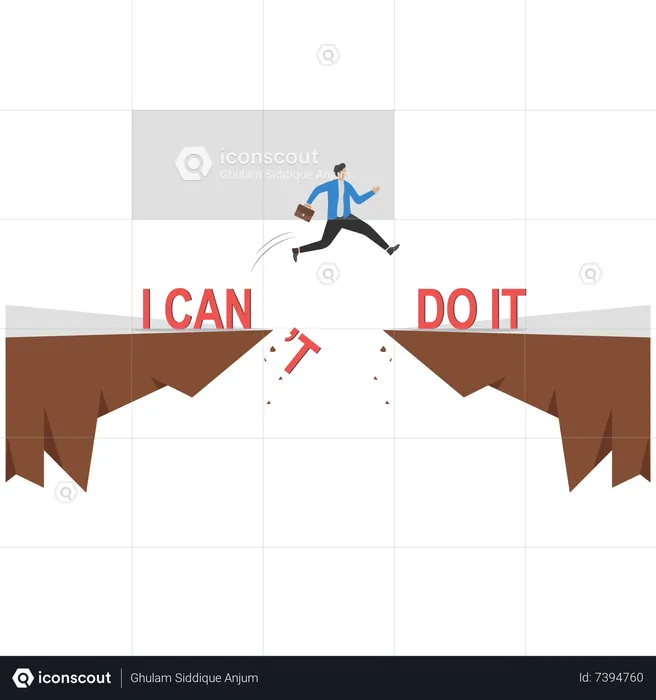 Businessman jumping over cliffs  Illustration