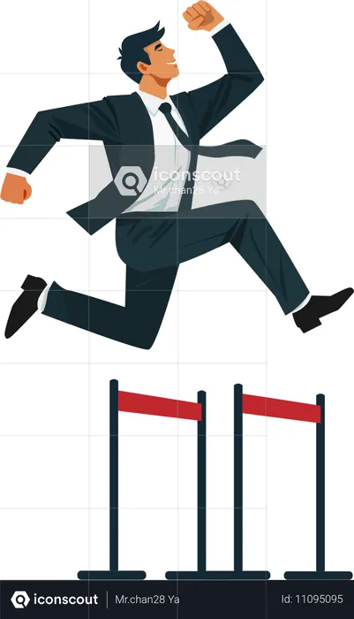 Businessman jumping over obstacles  Illustration