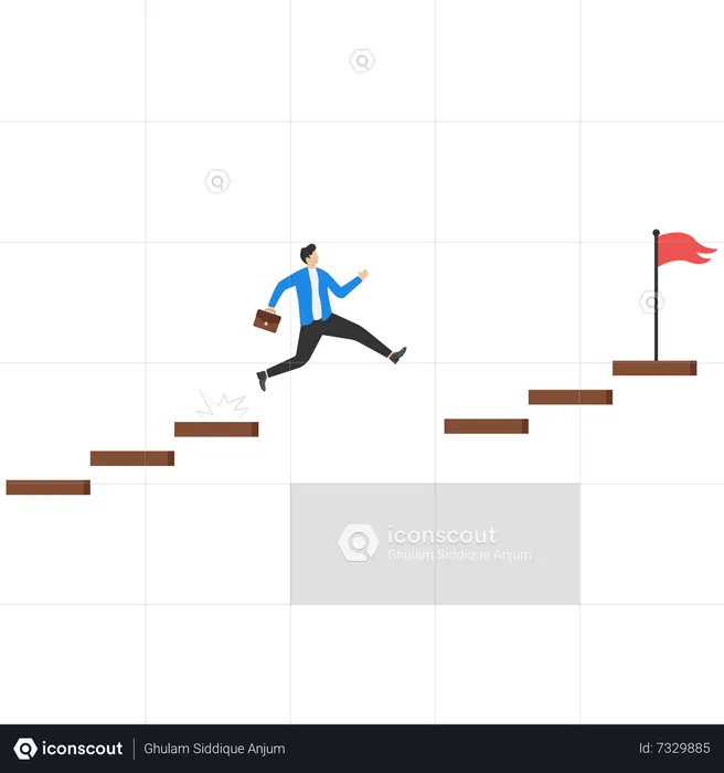 Businessman jumping overcoming challenges  Illustration