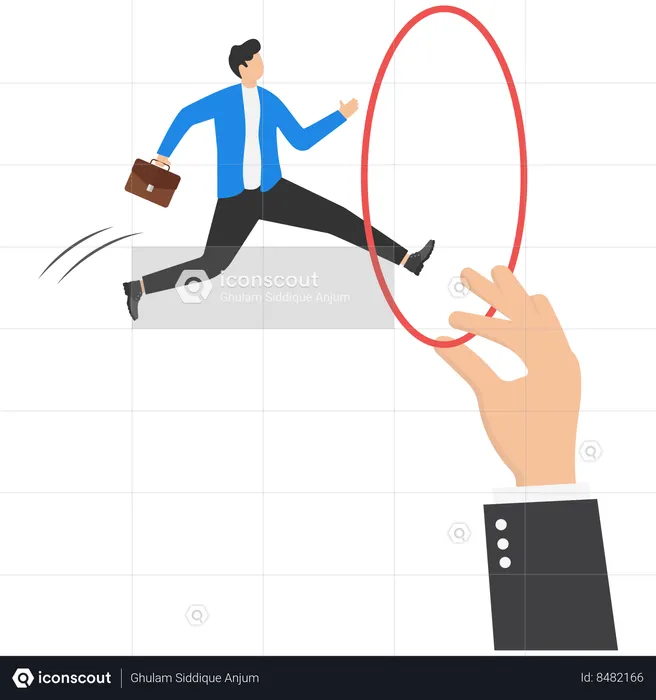 Businessman jumping through a hoop  Illustration