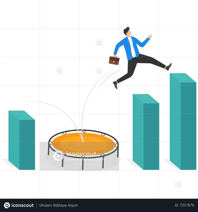 Businessman jumping towards profit  Illustration