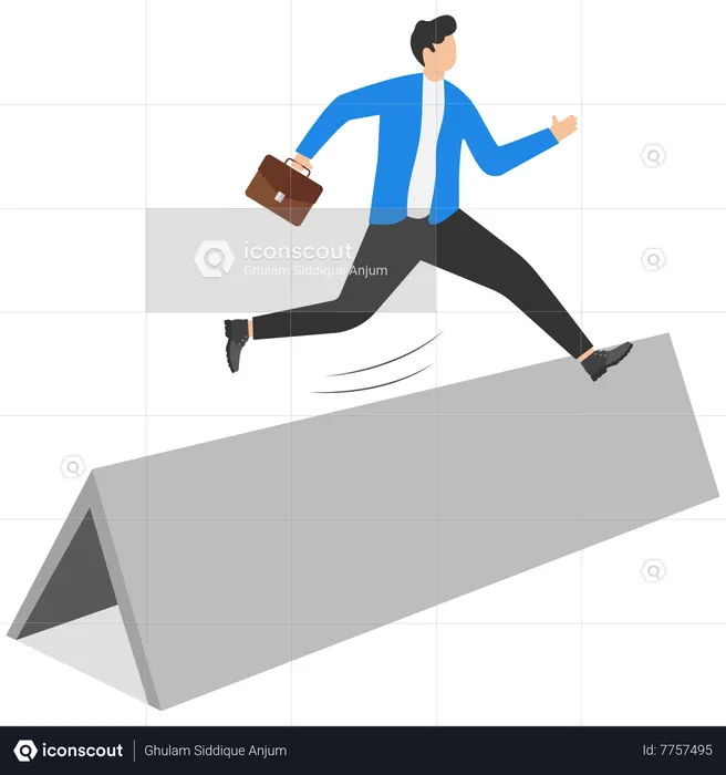 Businessman jumps over hurdle  Illustration