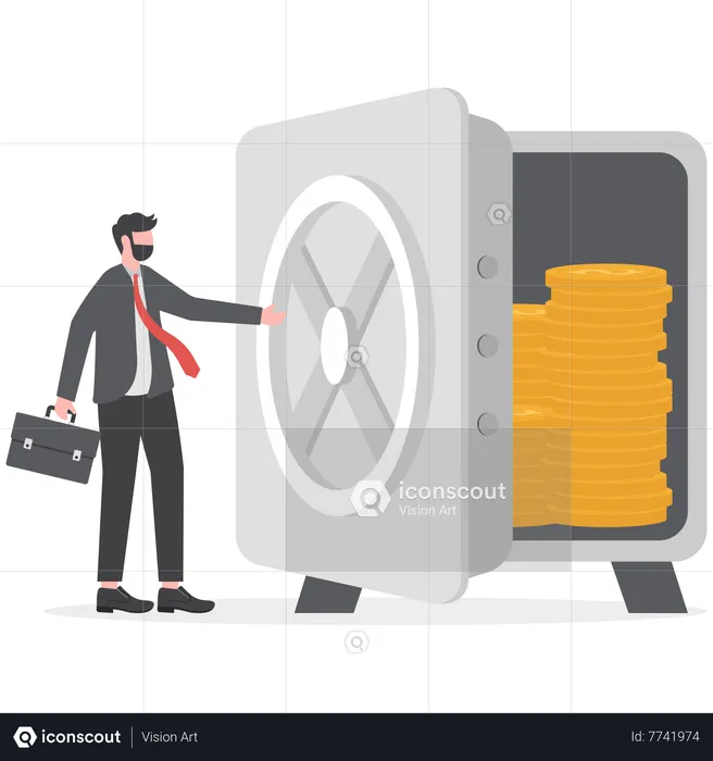 Businessman keeps money in the money box  Illustration