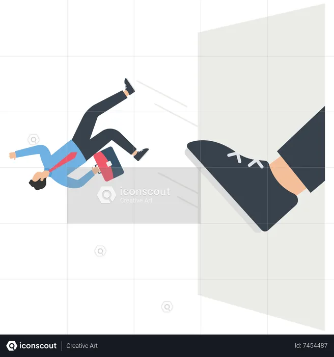 Businessman kicked out of the door  Illustration