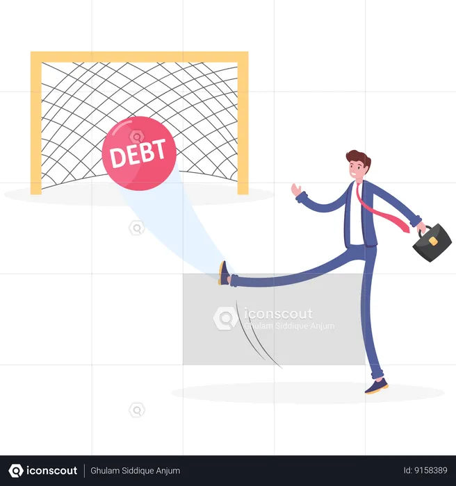 Businessman kicking tax ball like football player  Illustration