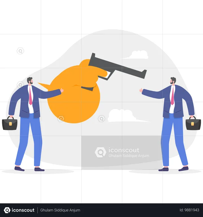 Businessman killing self  Illustration