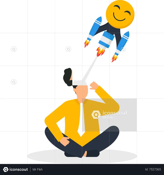 Businessman launch positive thinking  Illustration