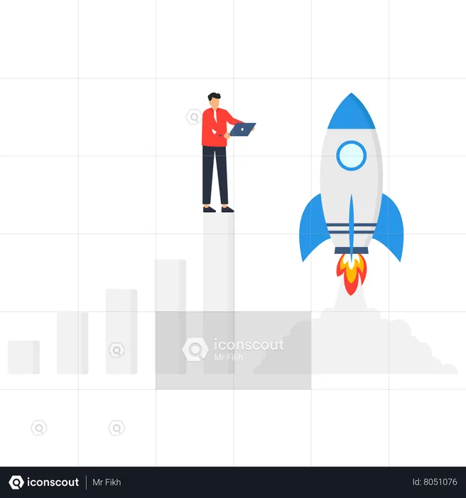 Businessman launch the rocket  Illustration