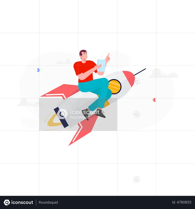 Businessman Launching A Startup  Illustration