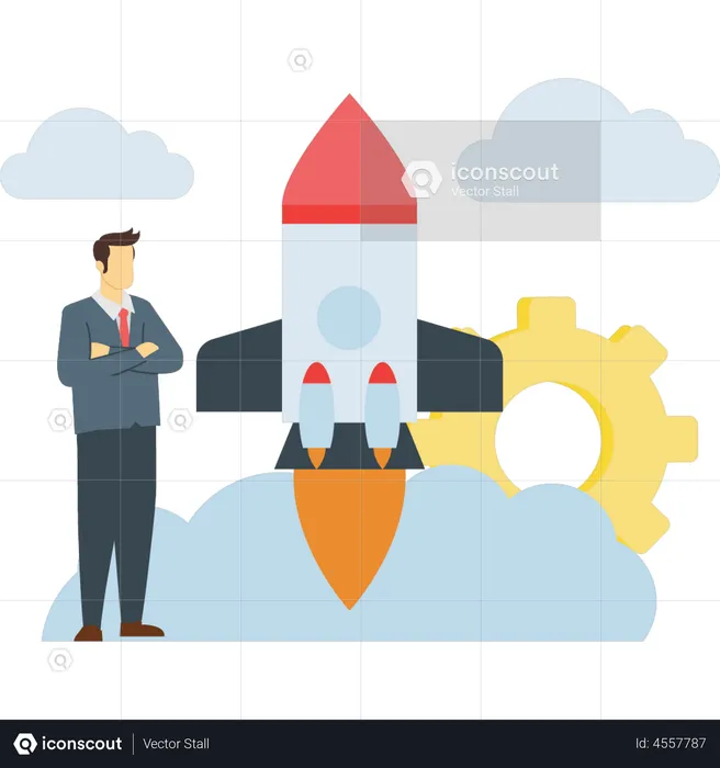 Businessman launching business startup  Illustration