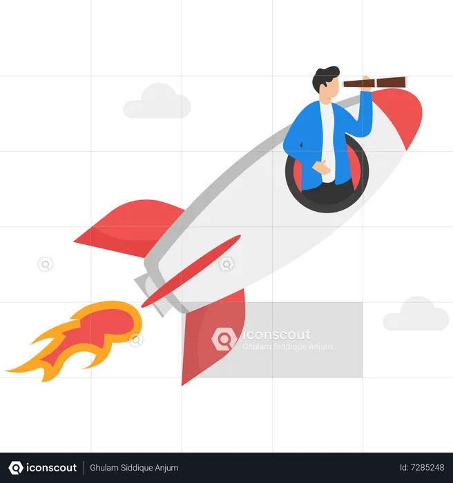 Businessman launching startup  Illustration