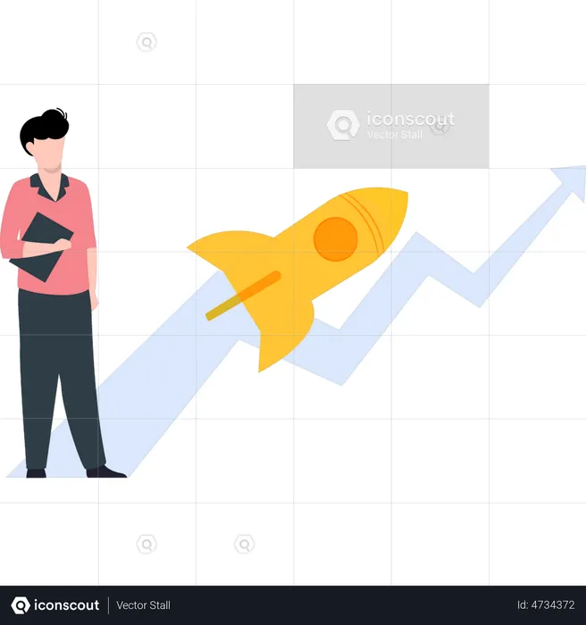 Businessman launching successful business startup  Illustration