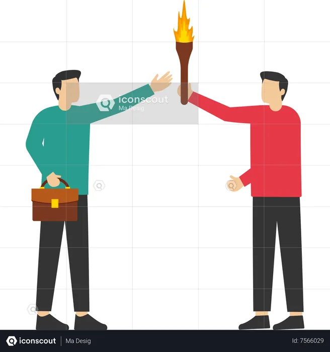 Businessman leader passing torch to success  Illustration