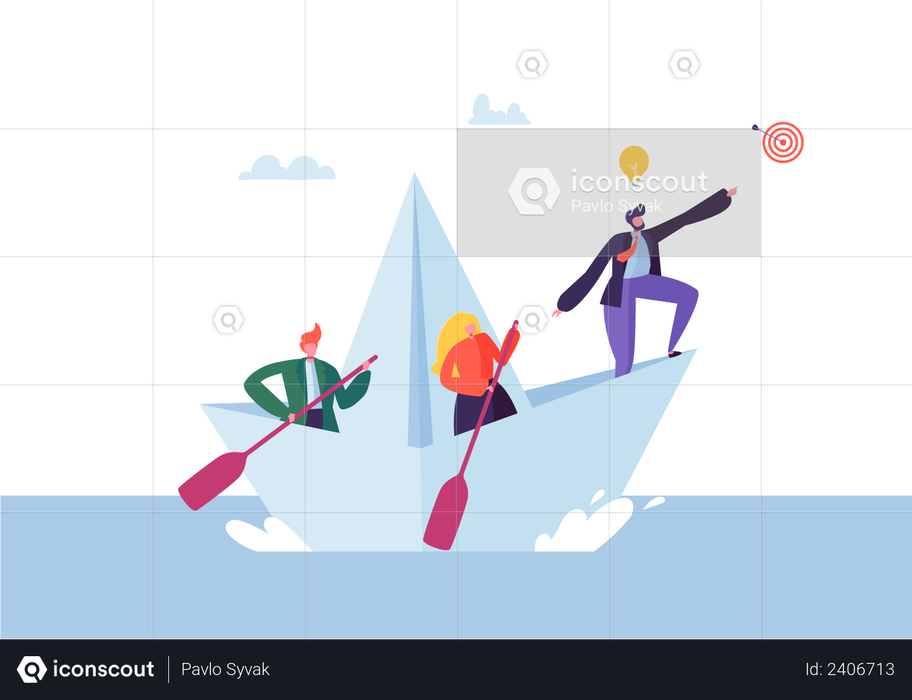 Premium Businessman leading from the front Illustration download in PNG