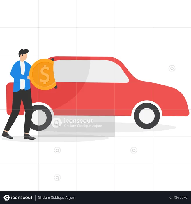 Businessman leasing car on loan  Illustration