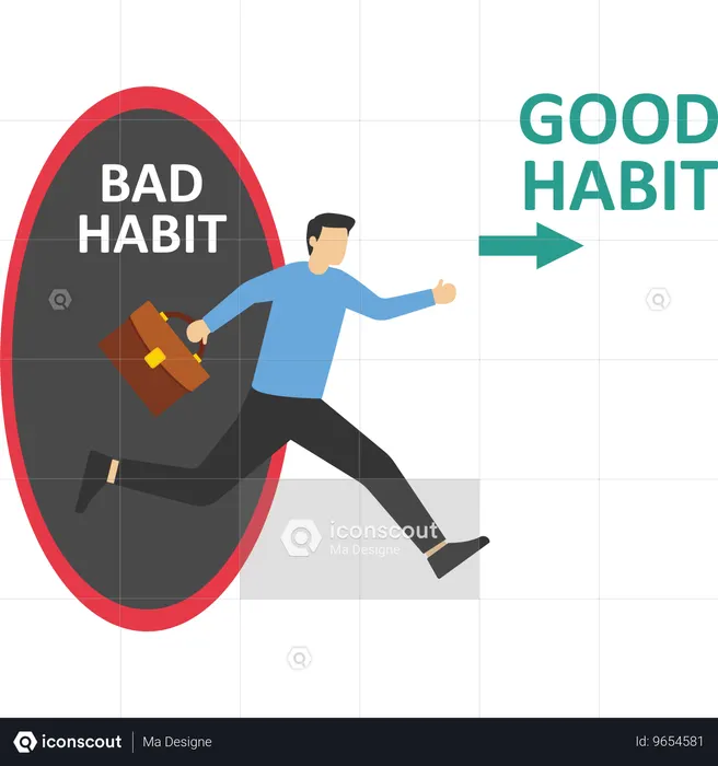 Businessman leaves his bad habits  Illustration