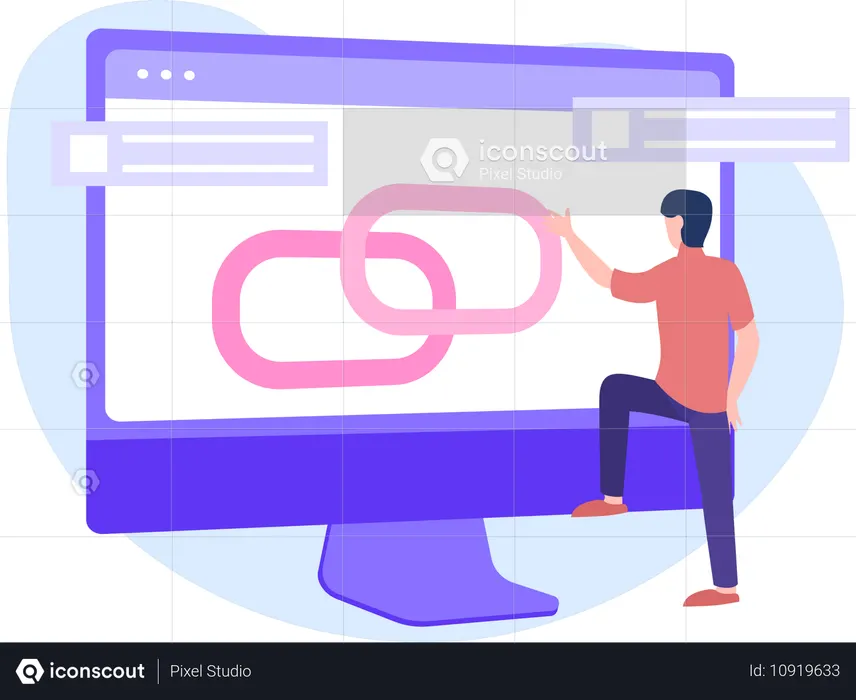 Businessman linking up Link Building  Illustration