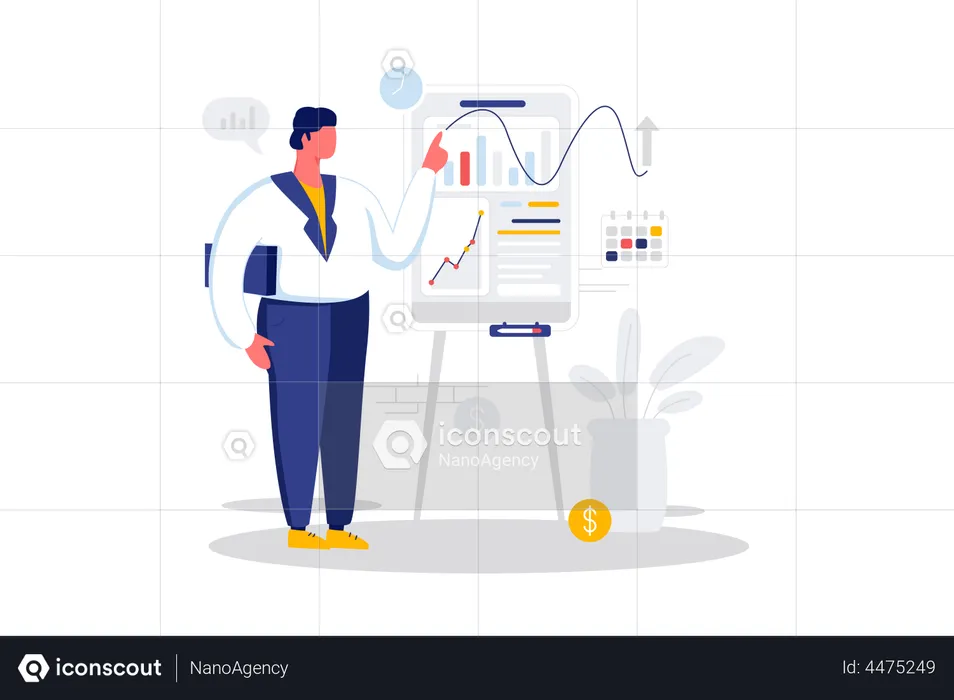 Businessman looking at analytics  Illustration
