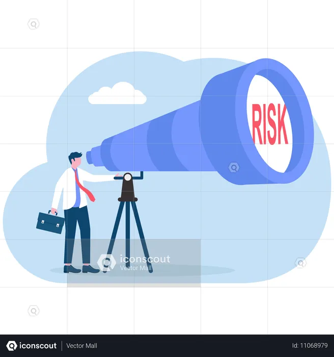 Businessman looking at business risk  Illustration