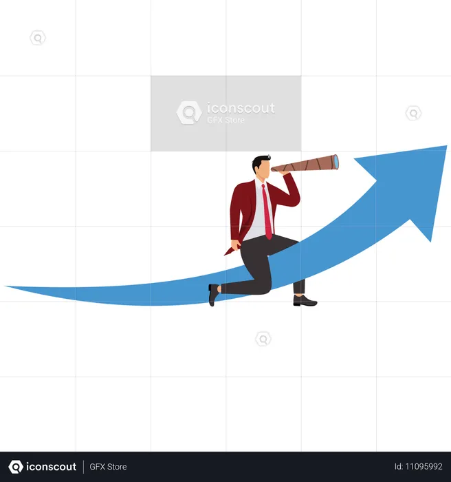 Businessman looking at business vision  Illustration