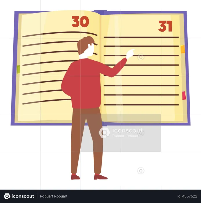 Businessman looking at calendar diary  Illustration