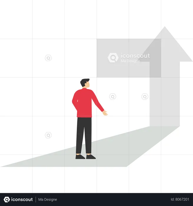 Businessman looking at complicated arrow symbol  Illustration