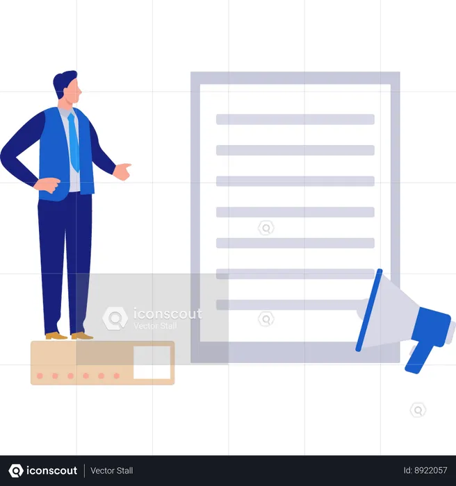 Businessman Looking At Document  Illustration