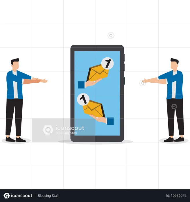 Businessman looking at email notification  Illustration