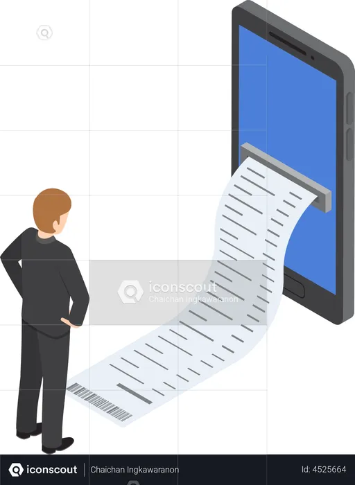 Businessman looking at expenses  Illustration