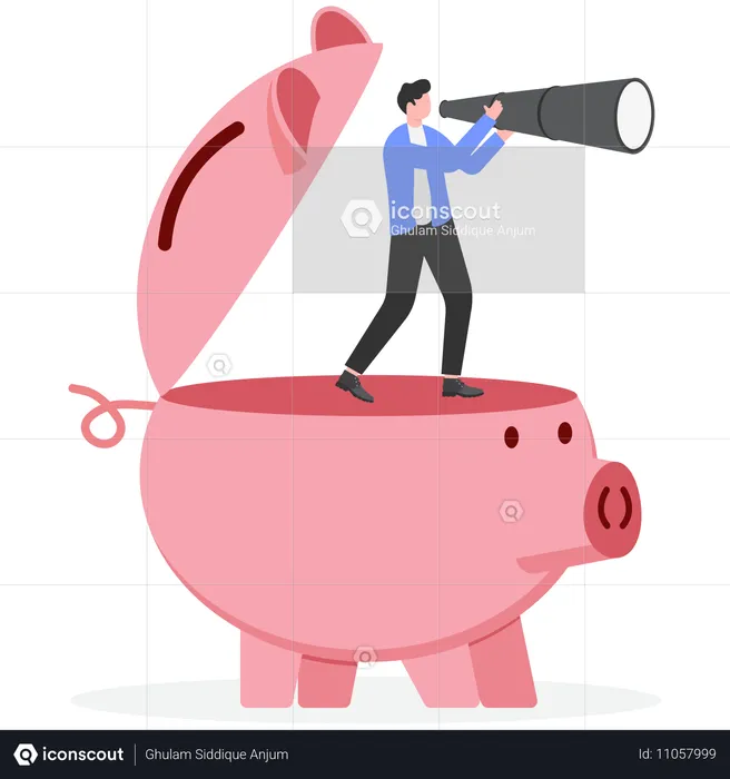 Businessman looking at financial opportunity  Illustration