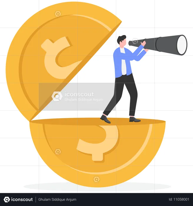 Businessman looking at financial opportunity  Illustration