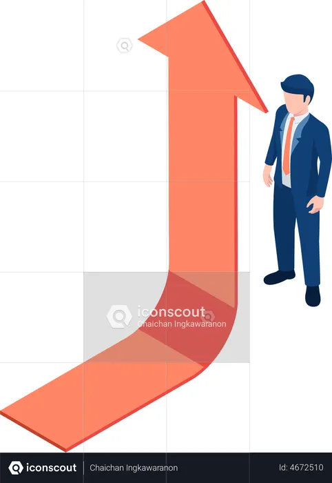 Businessman looking at growth arrow  Illustration