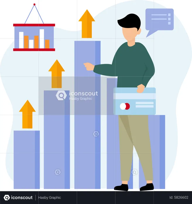 Businessman looking at growth chart  Illustration